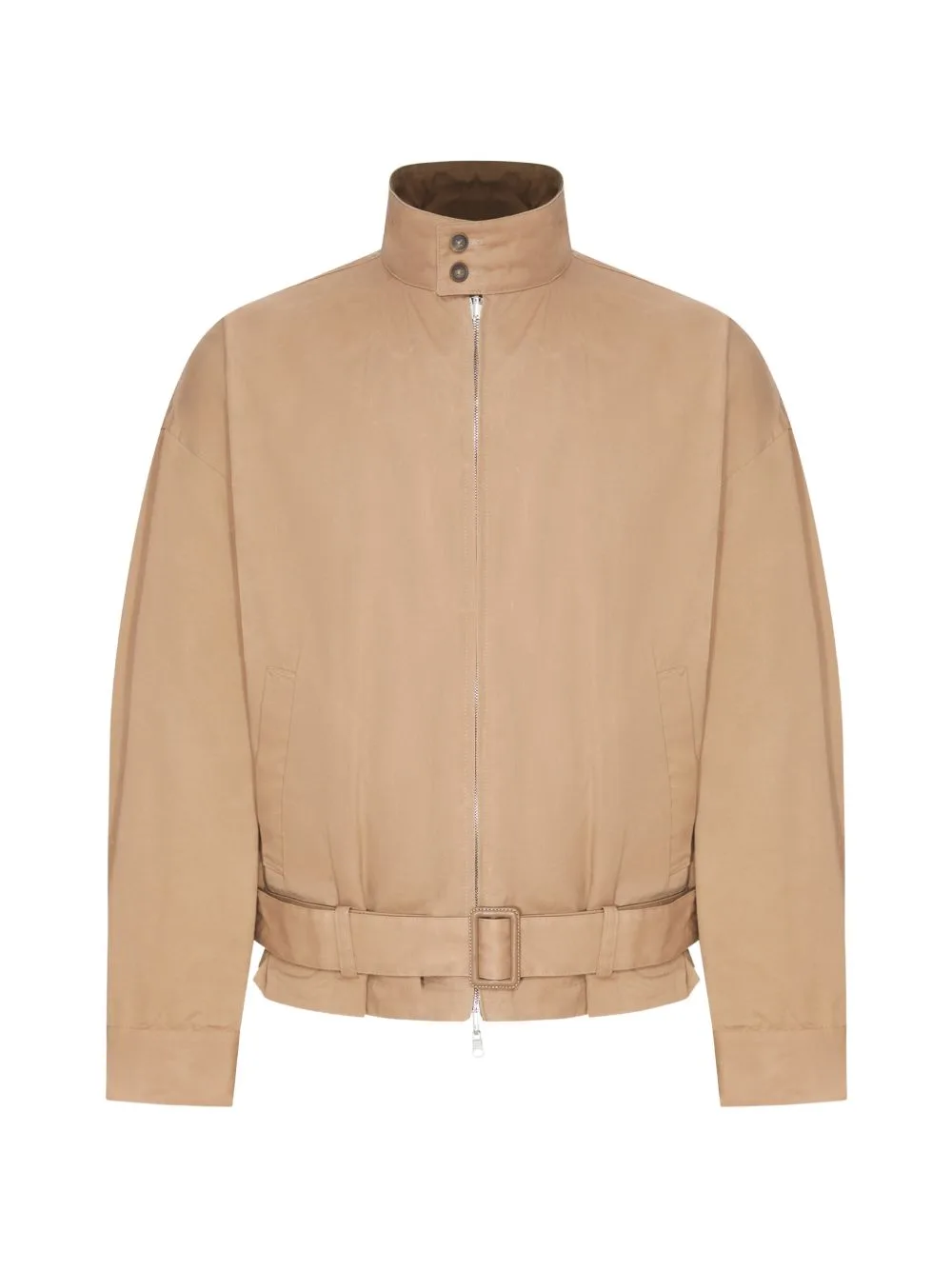 Belted High-Neck Jacket by soshiotsuki