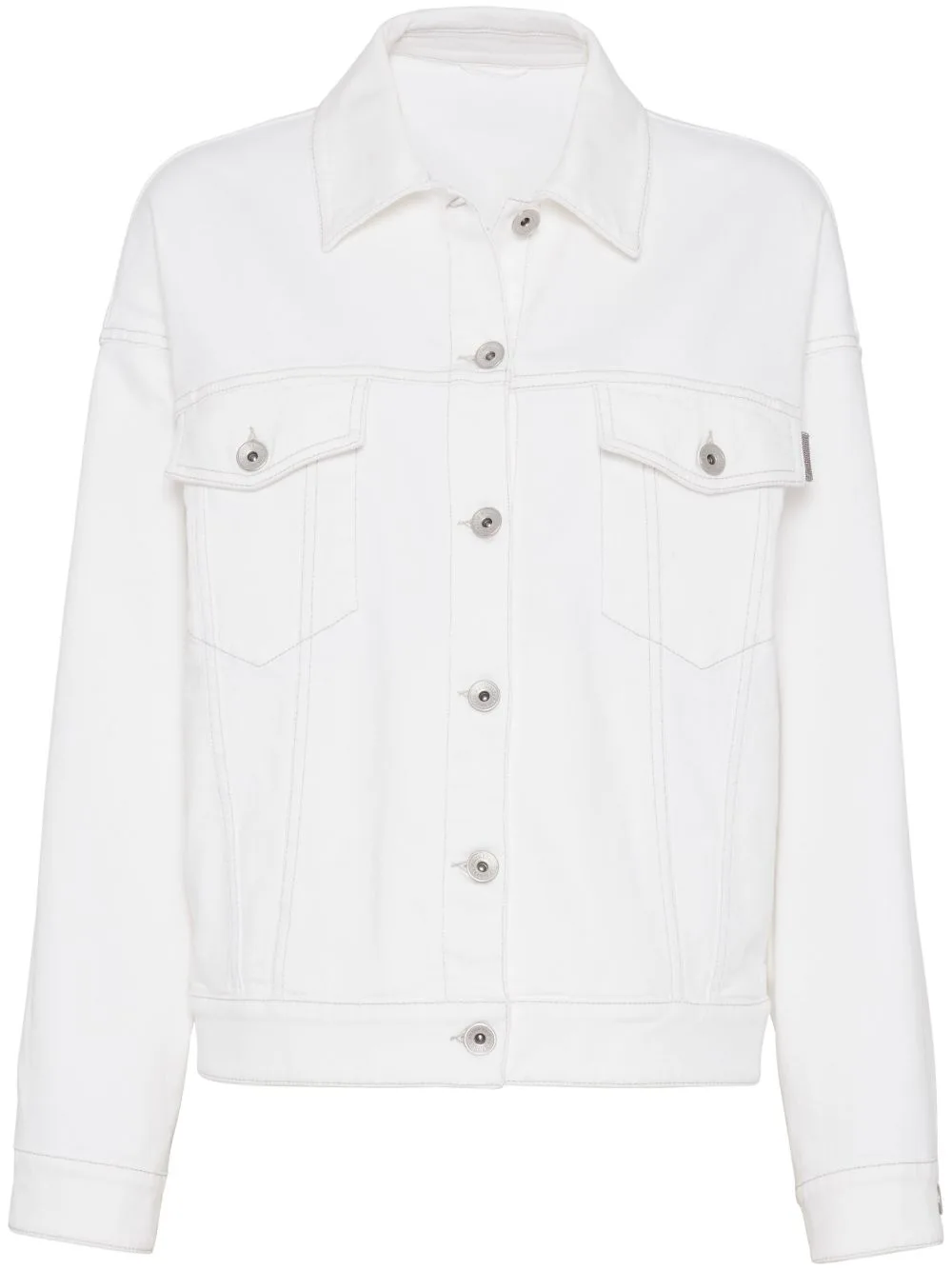 Monili Bead-Embellished Denim Jacket by Brunello Cucinelli