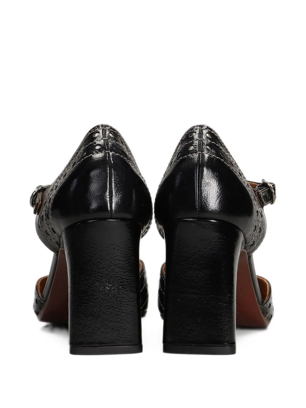 Mante Perforated T-Bar Calf Leather Pumps by Chie Mihara