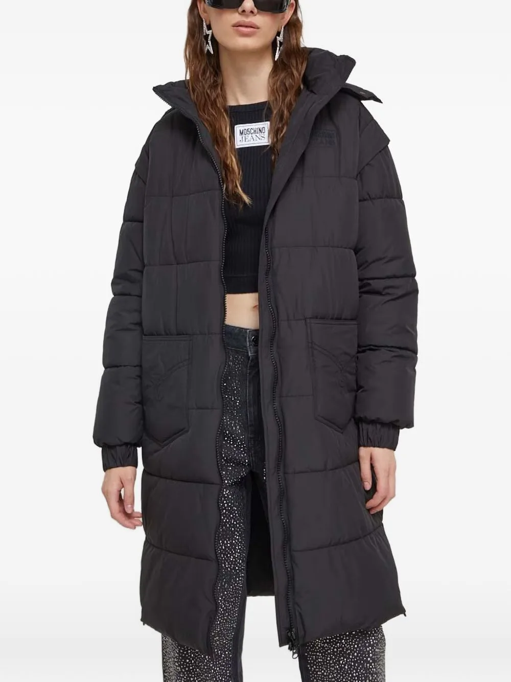 Quilted Logo-Patch Coat by MOSCHINO JEANS