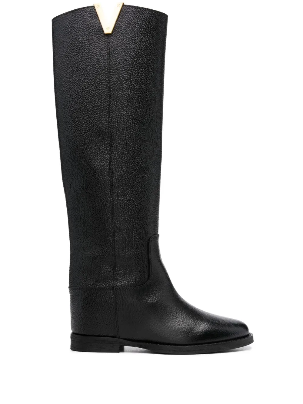 Logo-Plaque Leather Knee-High Boots by Via Roma 15