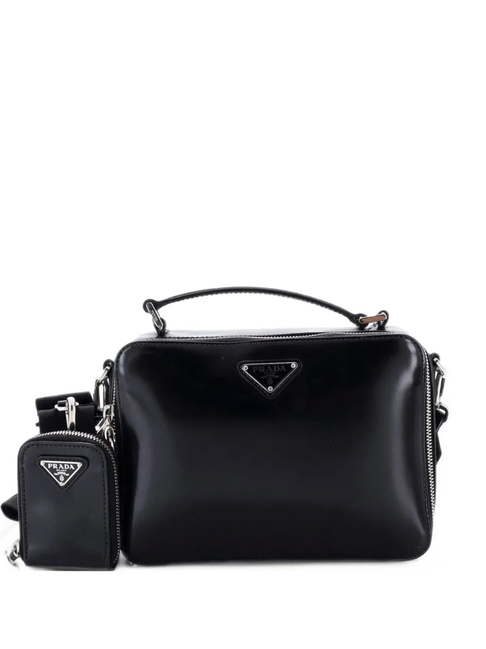 Brique Brushed Leather Small Crossbody Bag by Prada Pre-Owned