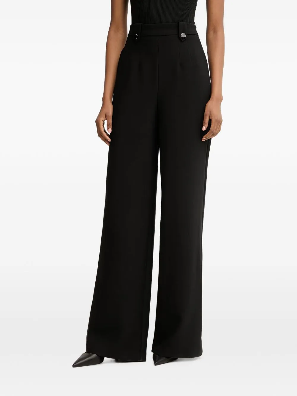 Button-Detail Wide-Leg Trousers by Morgan