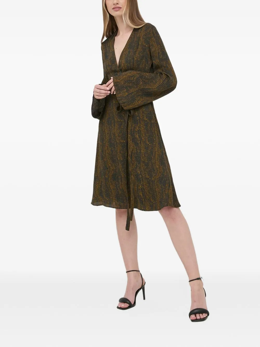 Snake-Print Wrap Midi Dress by Trussardi
