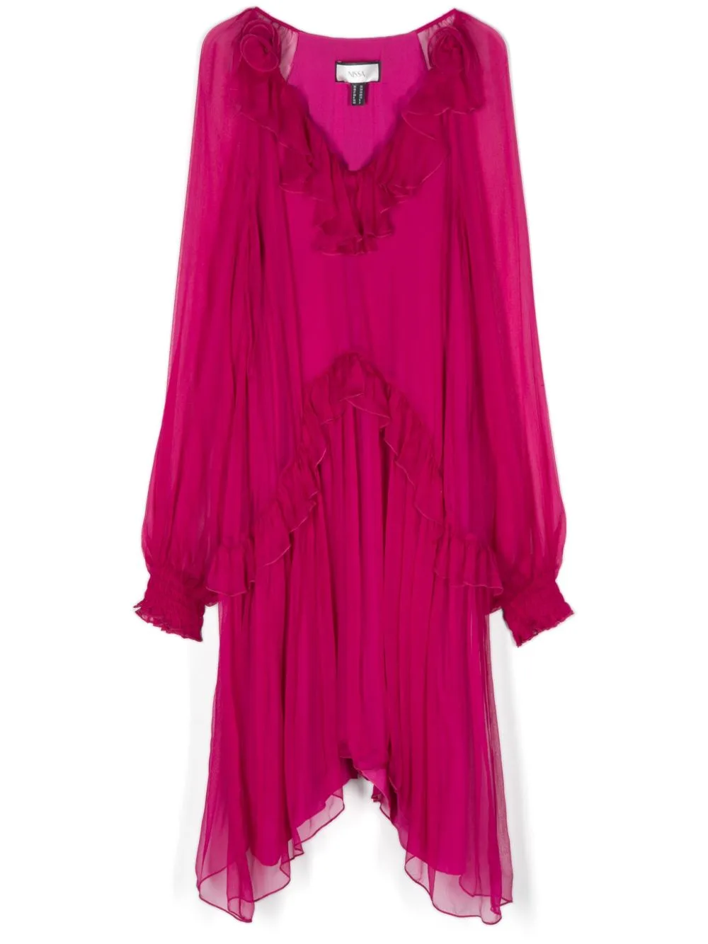 Floral-Appliqué Silk Midi Dress by NISSA