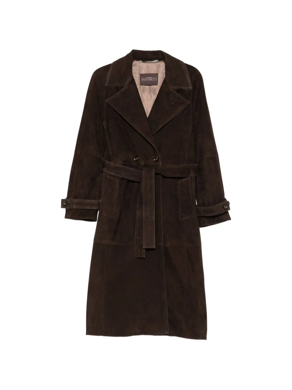 Peacefull Belted Suede Coat by LEATHER AUTHORITY