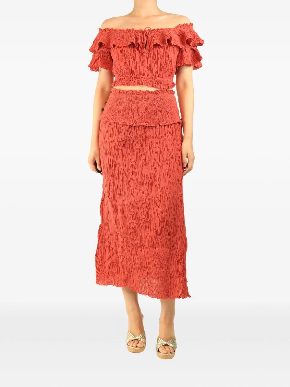 Plissé Skirt and Top Set by ZIMMERMANN