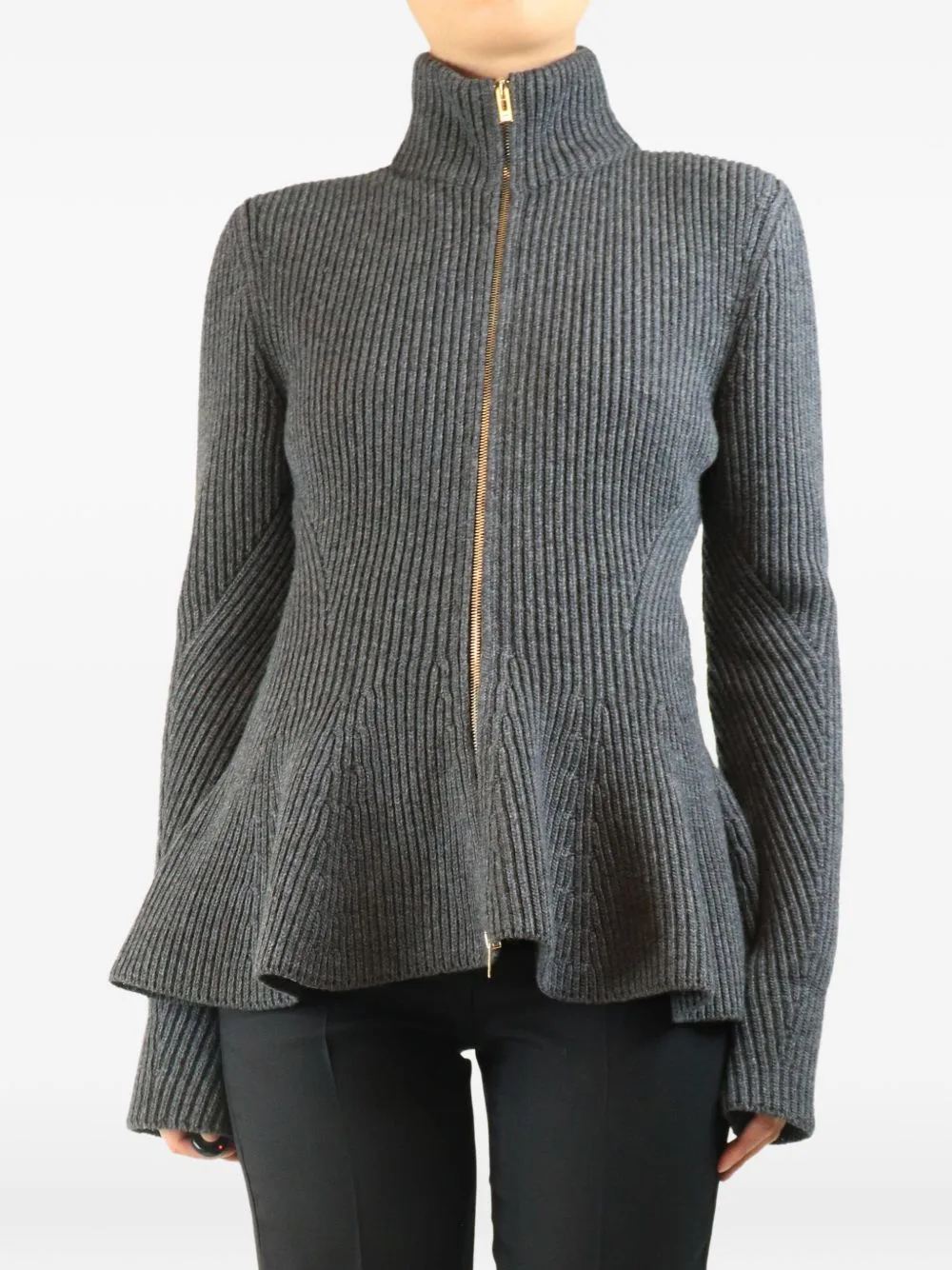 Ribbed Peplum Cardigan by Alaïa Pre-Owned