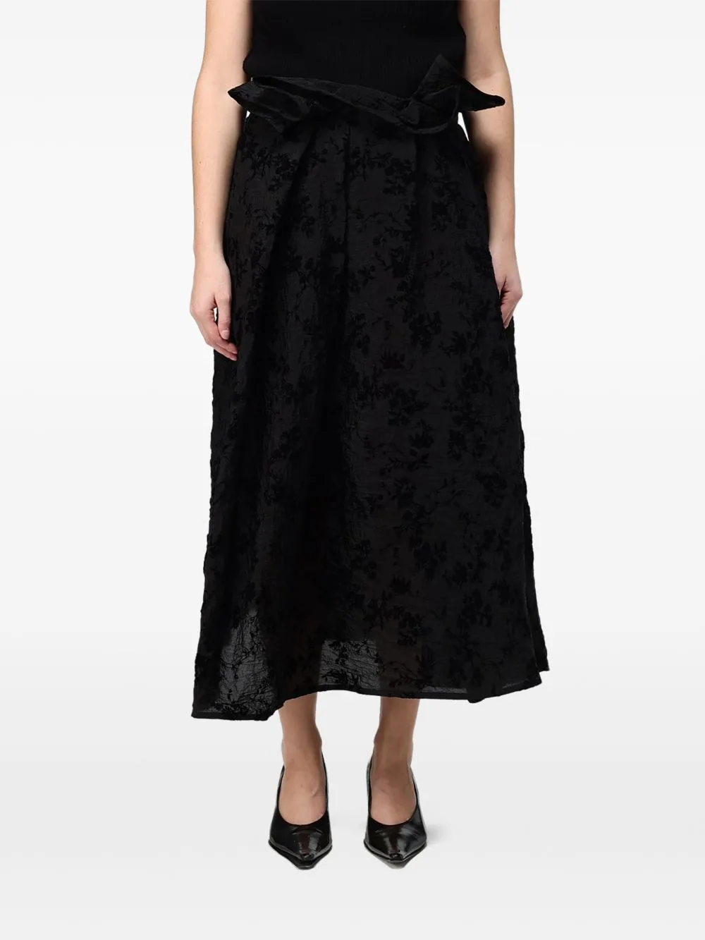 Floral-Devoré Ruffled Midi Skirt by Ter Et Bantine