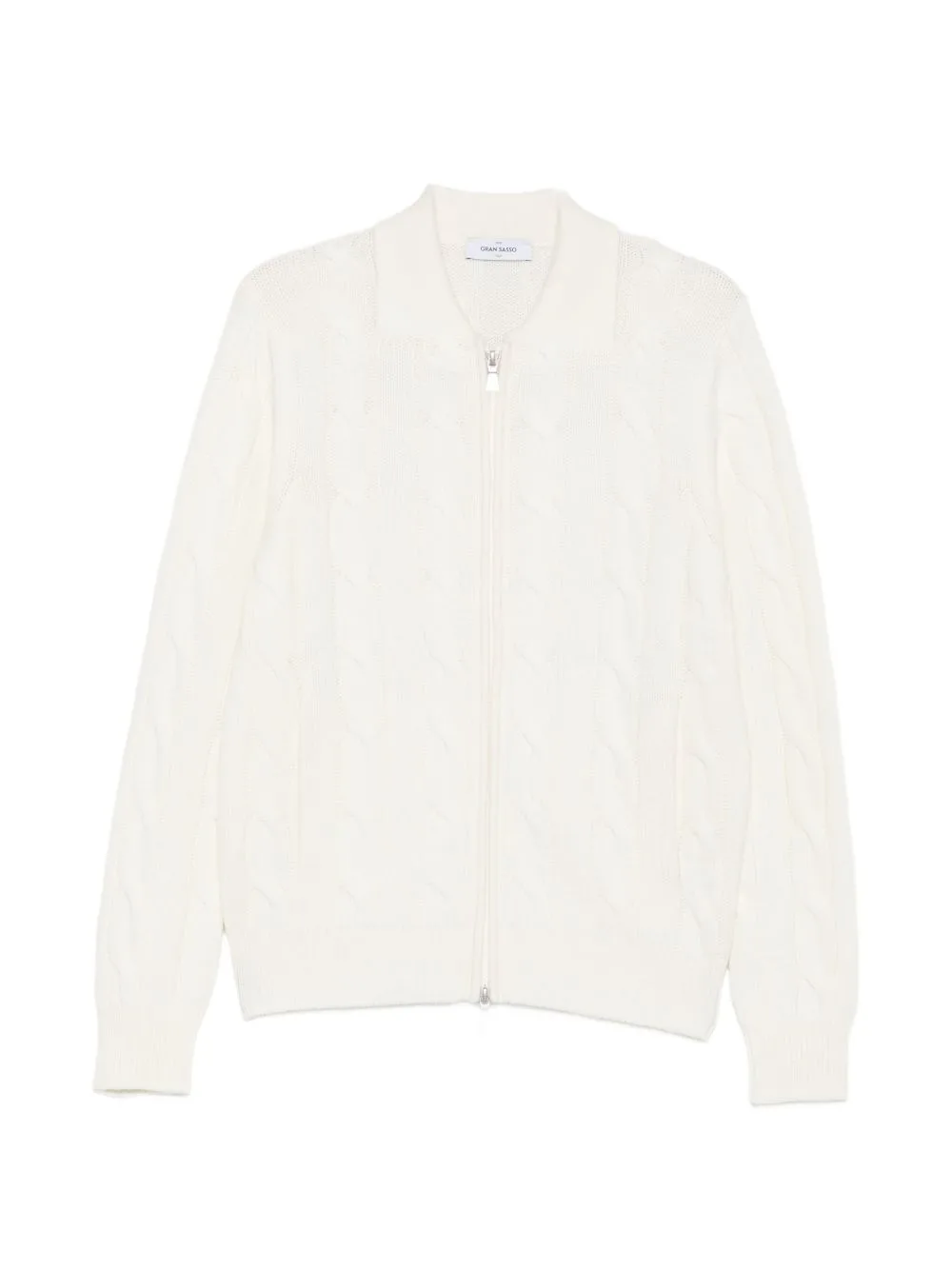 Cable-Knit Zip-Up Cardigan by Gran Sasso