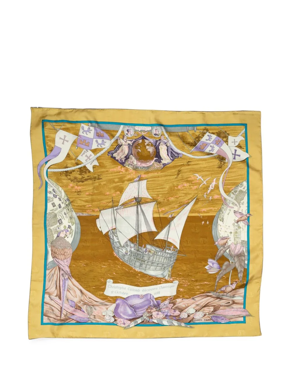 Boat-Motif Silk Scarf by Hermès Pre-Owned
