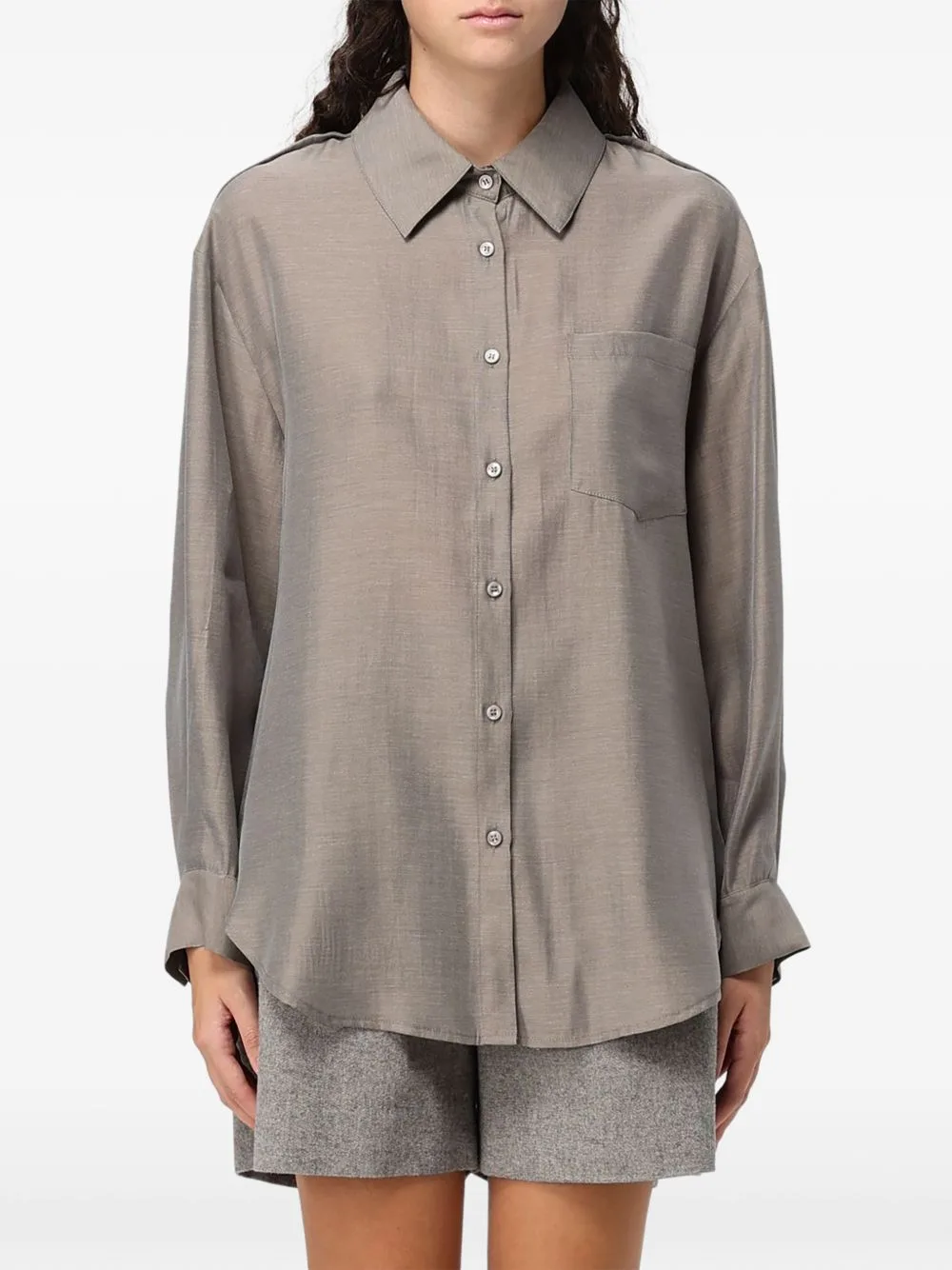 Epaulette-Detail Long-Sleeve Shirt by Eleh