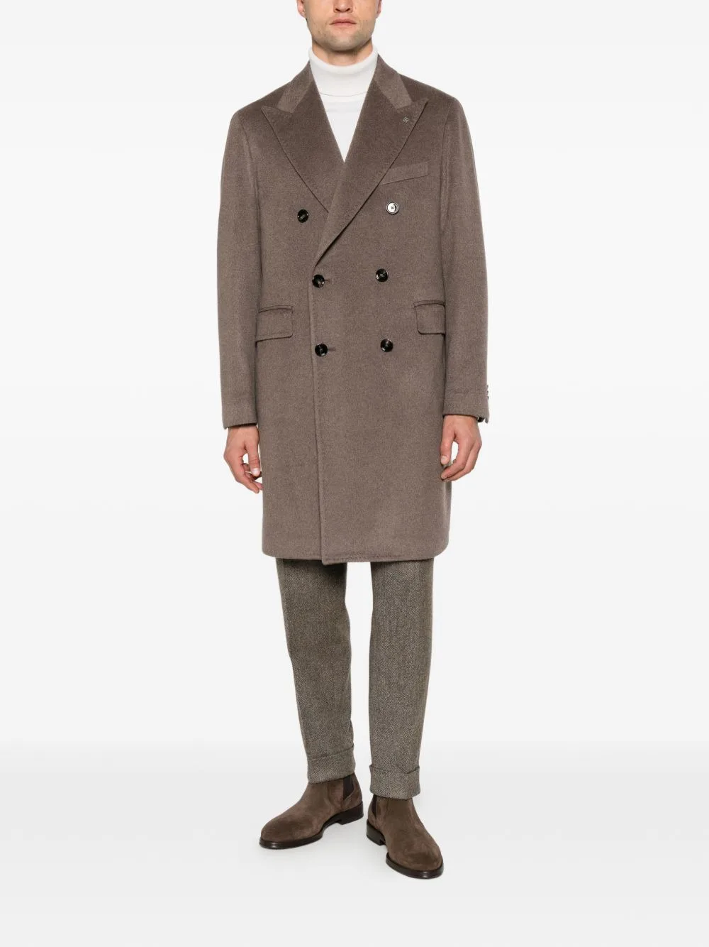 Double-Breasted Peak-Lapels Coat by Tagliatore