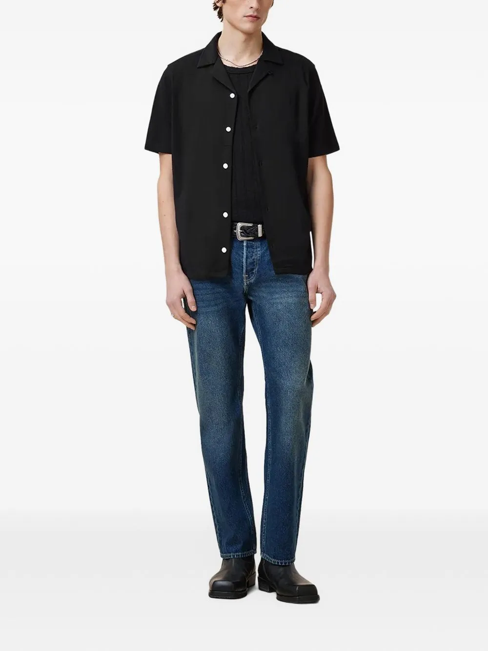 Hudson Relaxed Fit Ramskull Short Sleeve Button Shirt by AllSaints