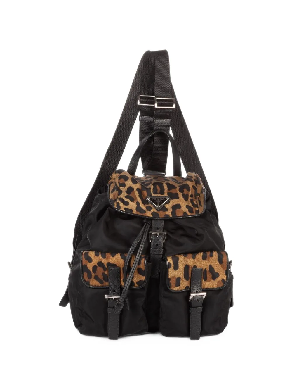 Leopard-Print Buckle-Fastening Backpack by Prada Pre-Owned