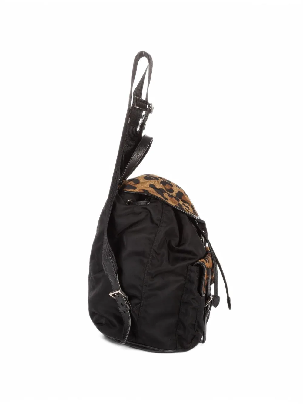 Leopard-Print Buckle-Fastening Backpack by Prada Pre-Owned