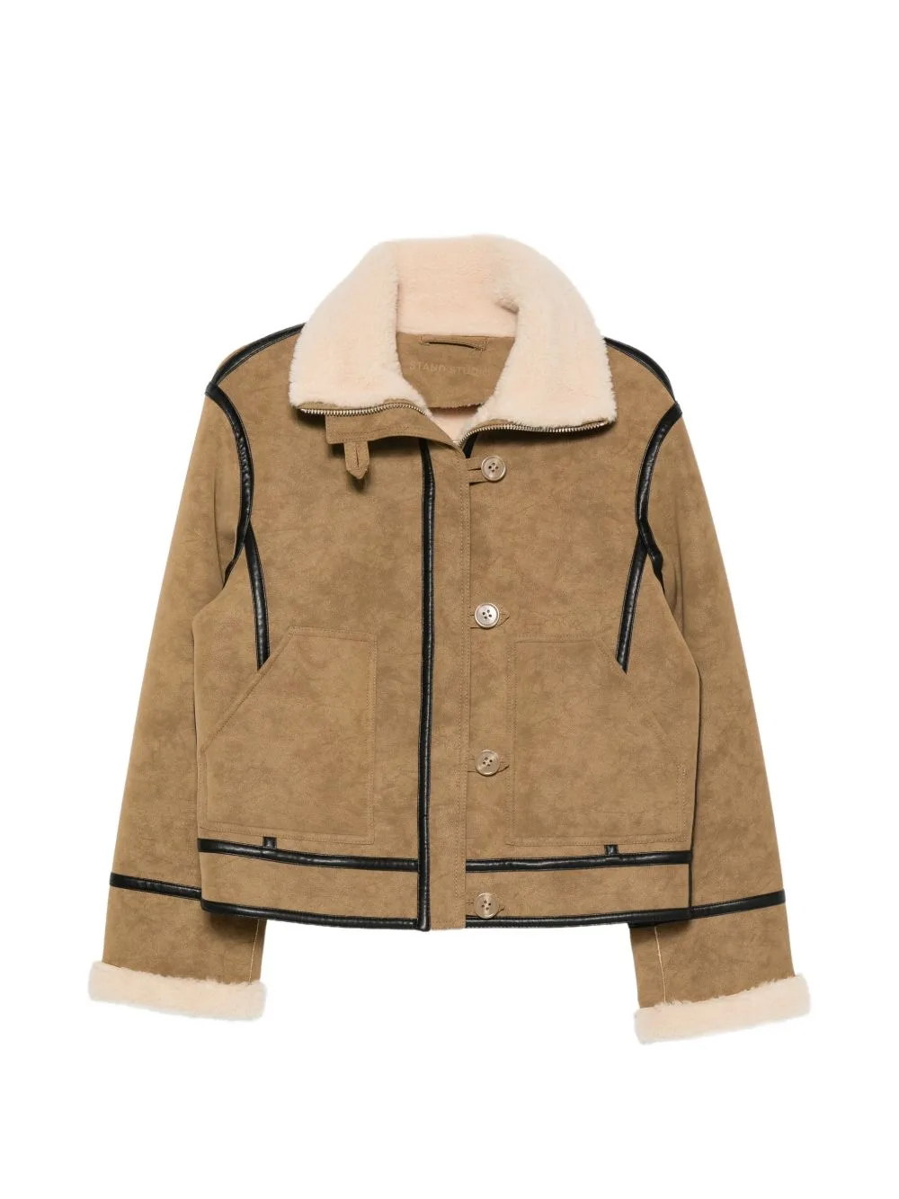 Dara Contrast-Trim Shearling-Collar Jacket by STAND STUDIO