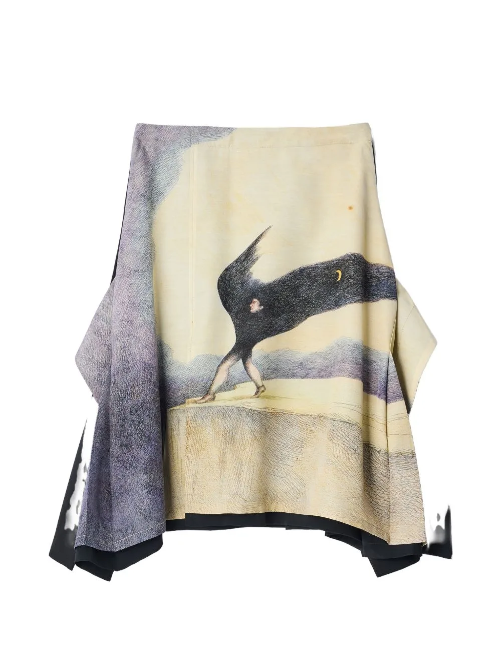 Skirt in La Nuit Qui Marche Printed Wool Cloth by LEMAIRE