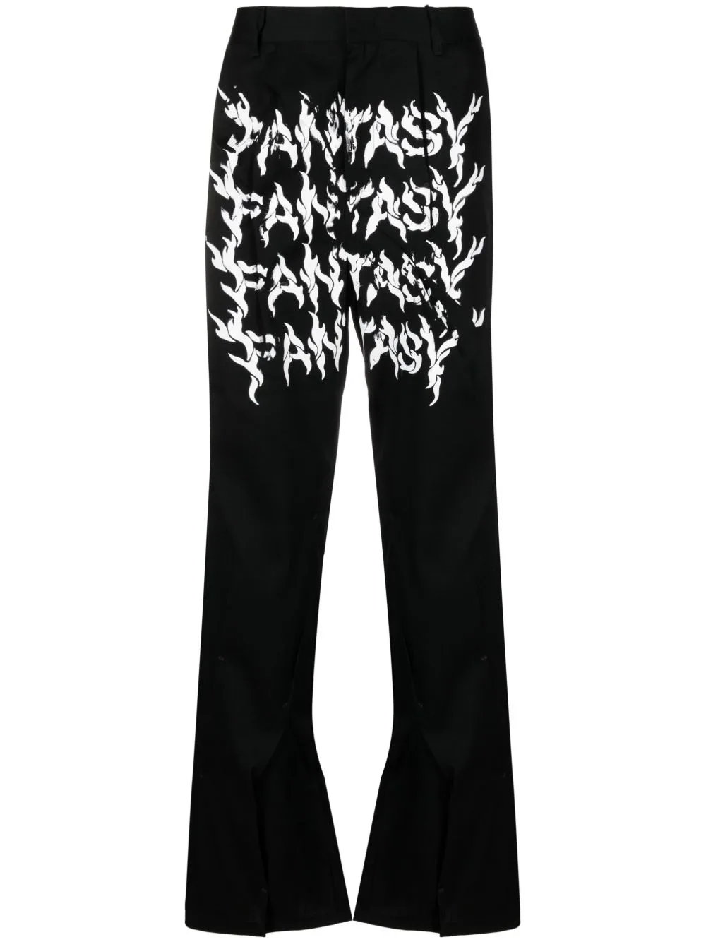 Slogan-Print Straight-Leg Wool Trousers by KUSIKOHC