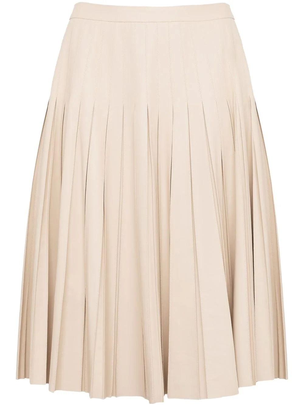 Pleated Leather Midi Skirt by Yves Salomon