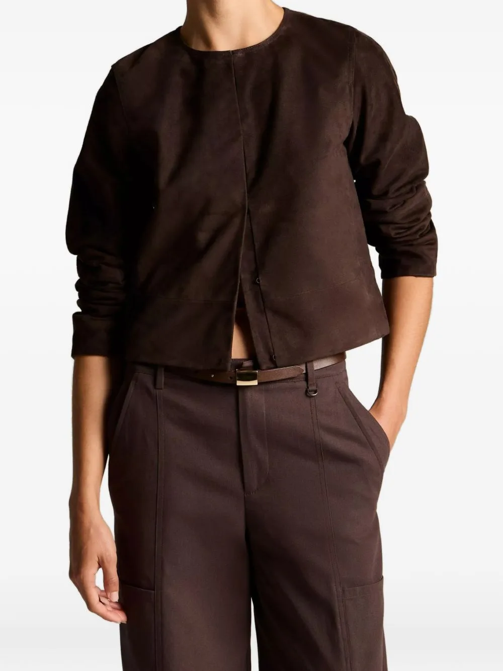 Collarless Cropped Jacket by Vince