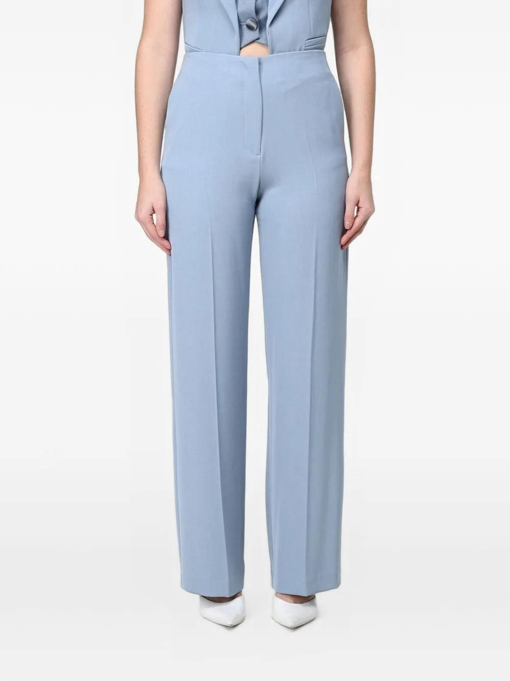Pressed-Crease Tailored Trousers by Hanita