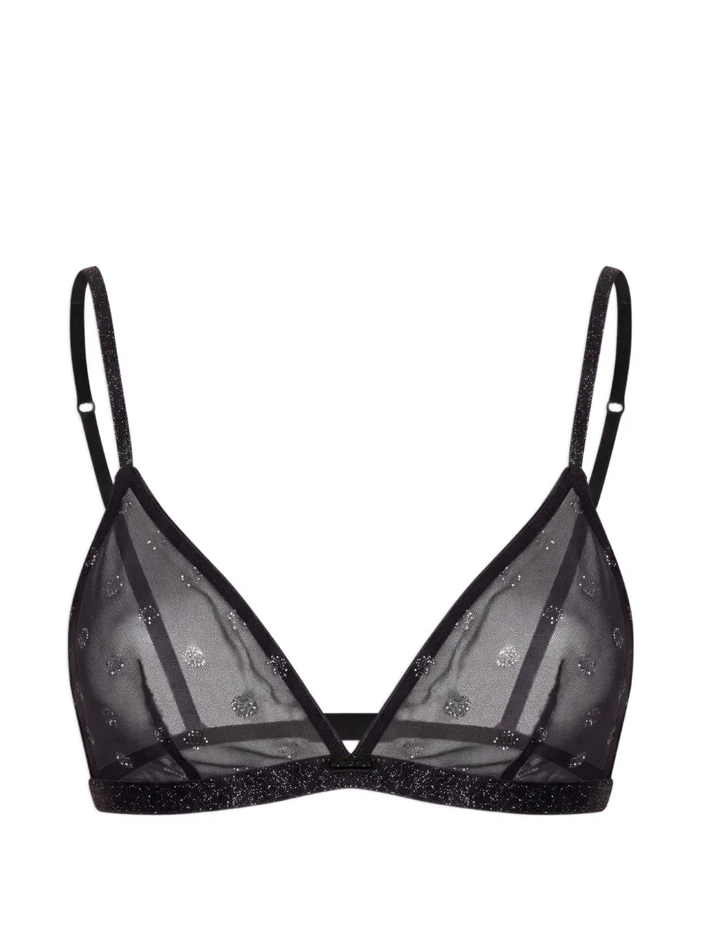 Logo-Appliqué Glitter-Trim Bra by Emporio Armani