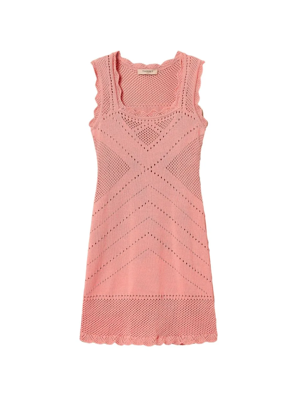 Short Knit Dress with Scalloped Trims