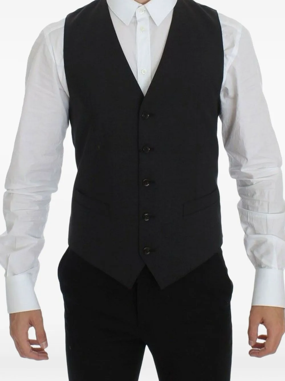 Pointed-Hem V-Neck Waistcoat by Dolce & Gabbana