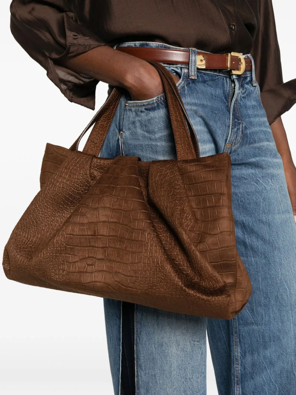 Athena Croc-Effect Shoulder Bag