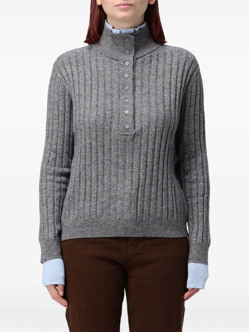 Ribbed-Knit High-Neck Sweater by Eleh