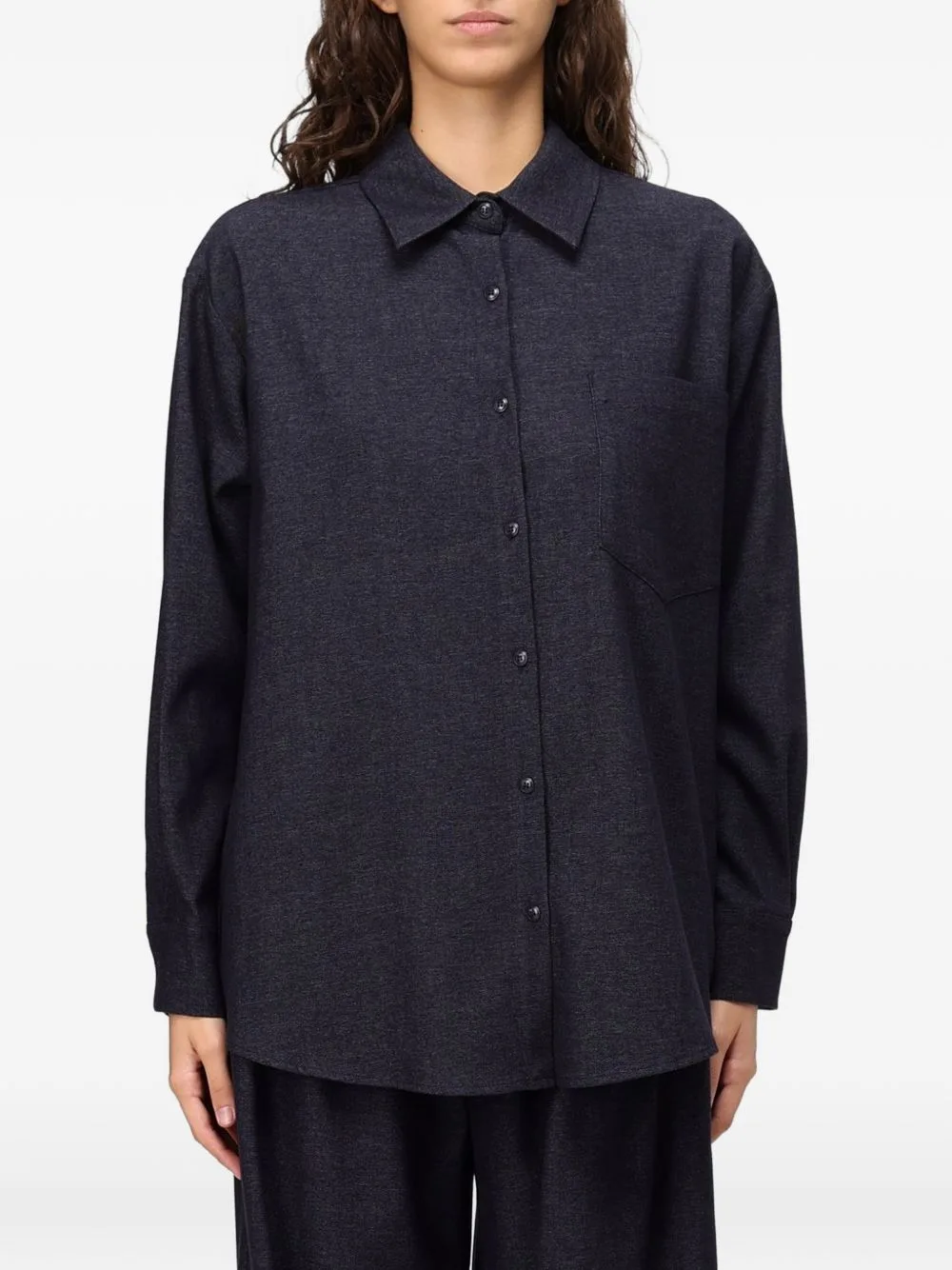Chest-Pocket Button-Up Shirt by Eleh