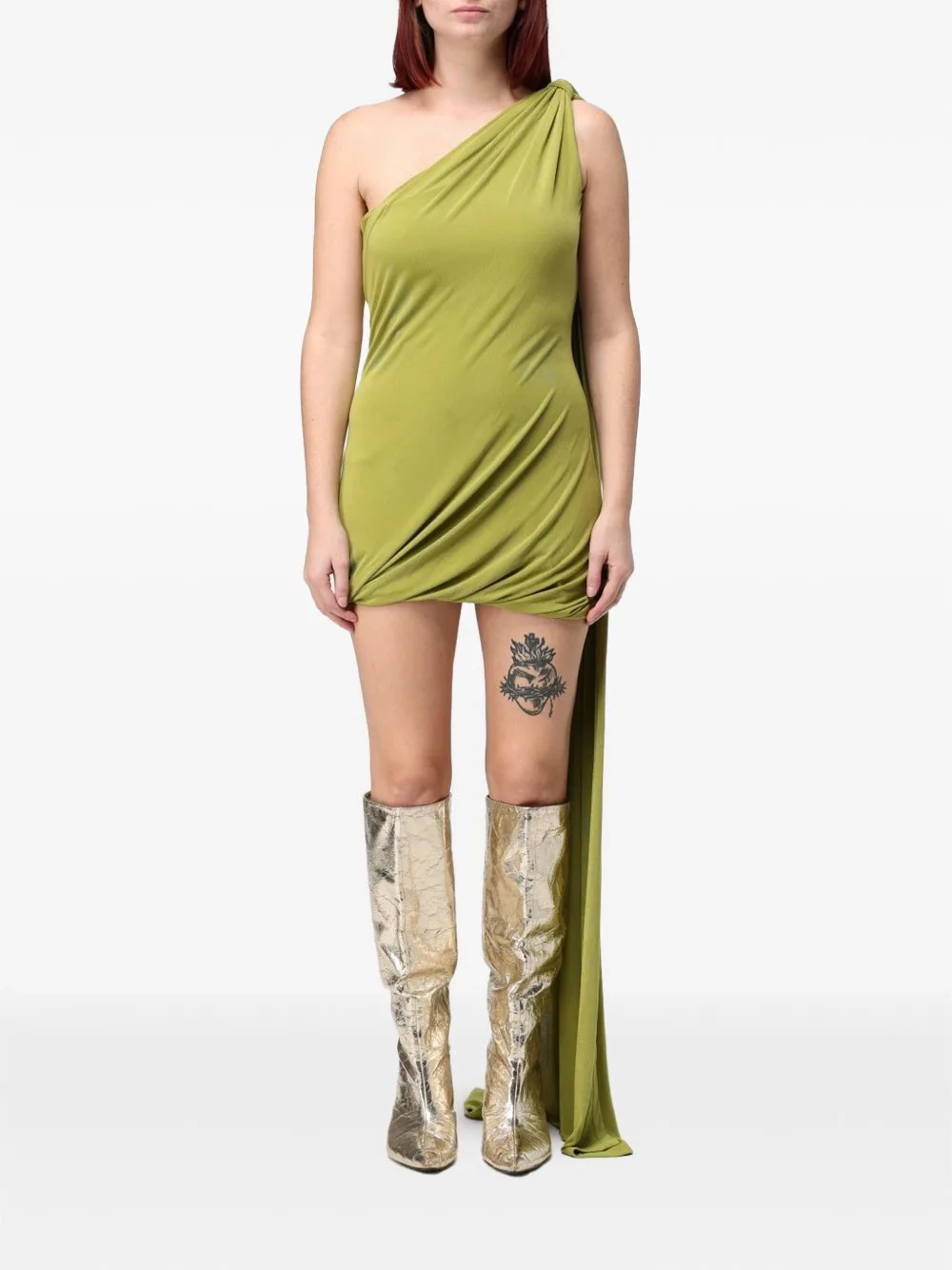 One-Shoulder Draped Mini Dress by Eleh