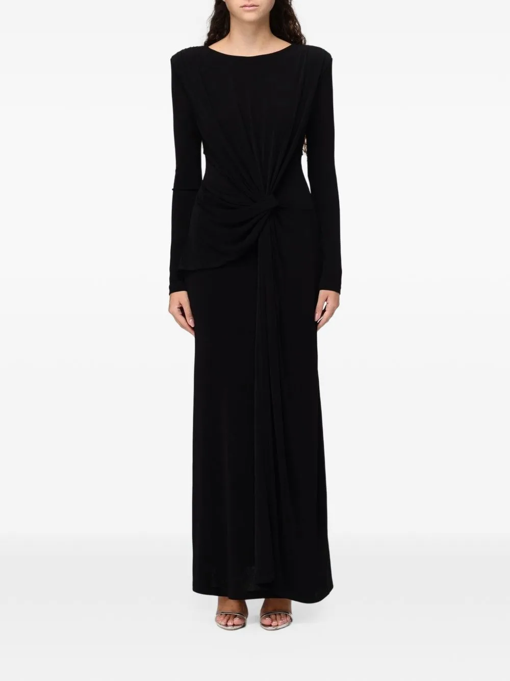 Knot-Detail Long-Sleeve Maxi Dress
