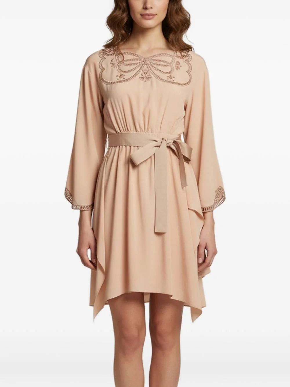 Butterfly-Embroidered Cut-Out Mini Dress by Fendi Pre-Owned