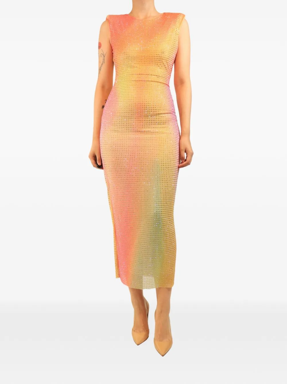 Rhinestone-Embellished Midi Dress by Self-Portrait