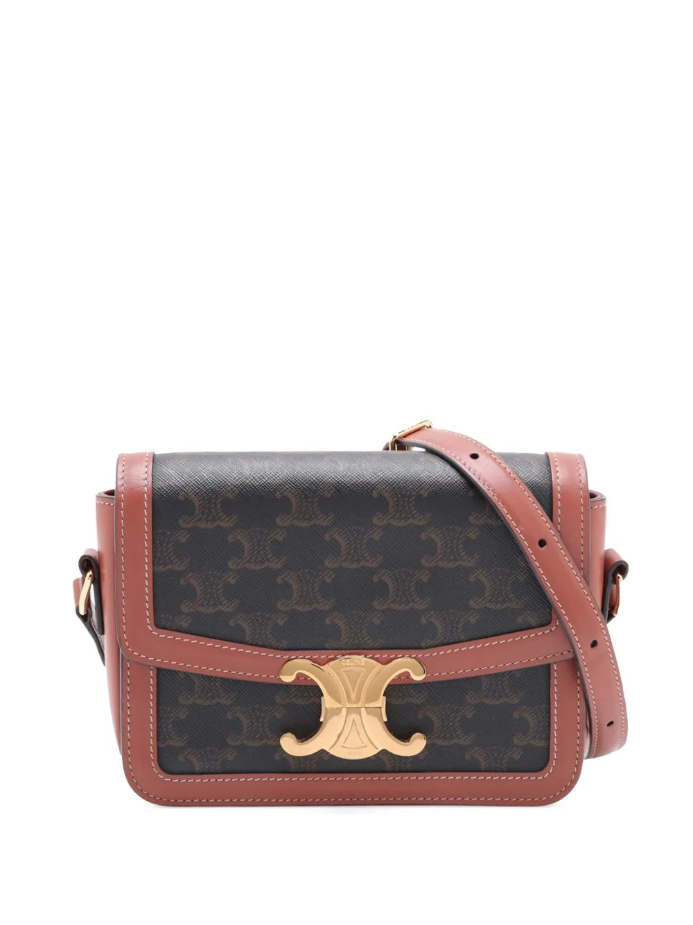 2010-2026 Classique Triomphe Coated Canvas and Calfskin Triomphe Crossbody Bag by Celine Pre-Owned