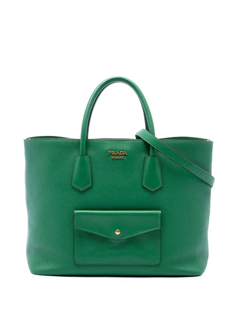 2010-2026 Saffiano Cuir Front Pocket Convertible Tote Satchel by Prada Pre-Owned