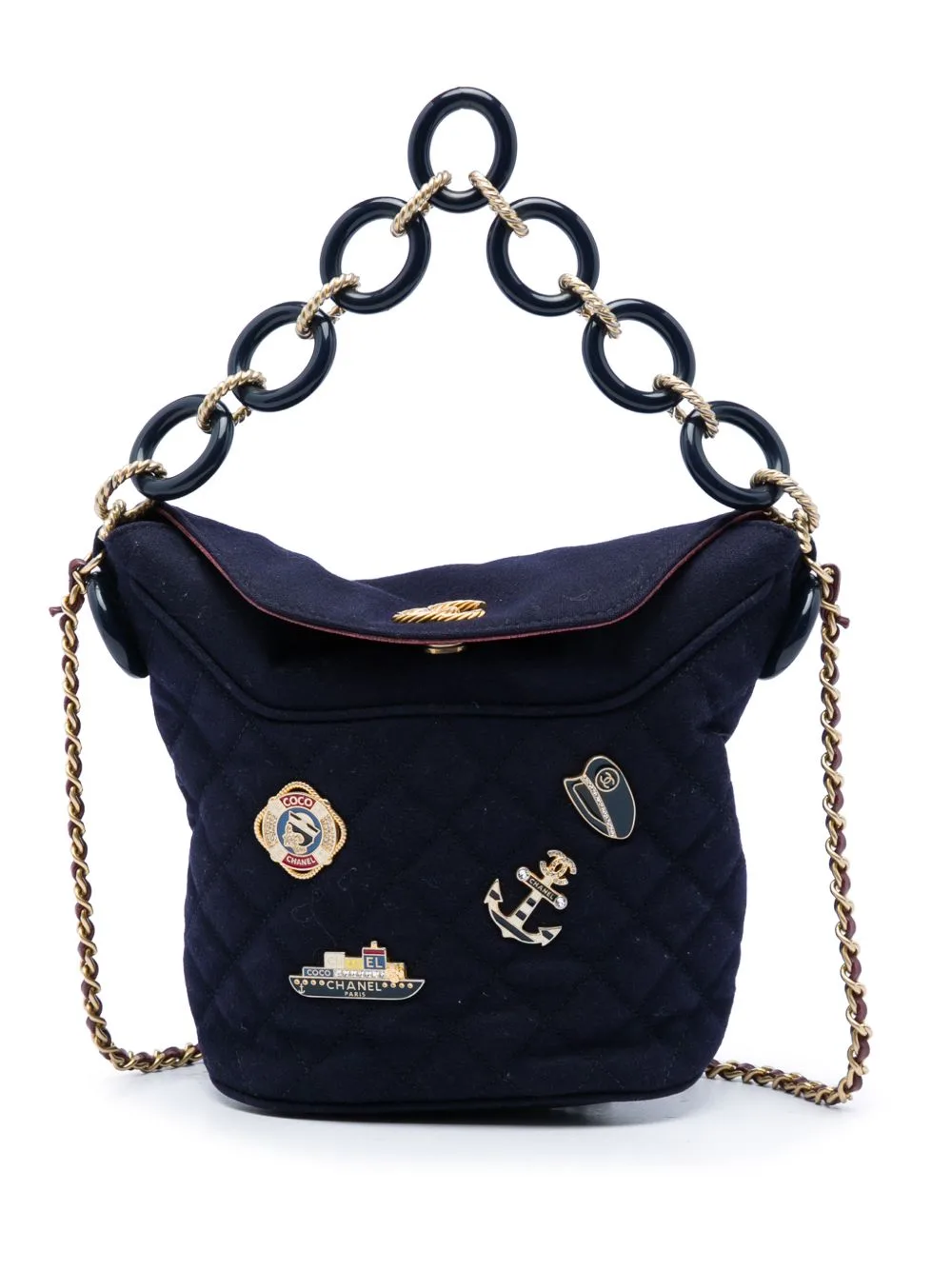 2018-2019 Paris Hamburg Quilted Wool Coco Sailor Charms Bucket Bag by CHANEL Pre-Owned