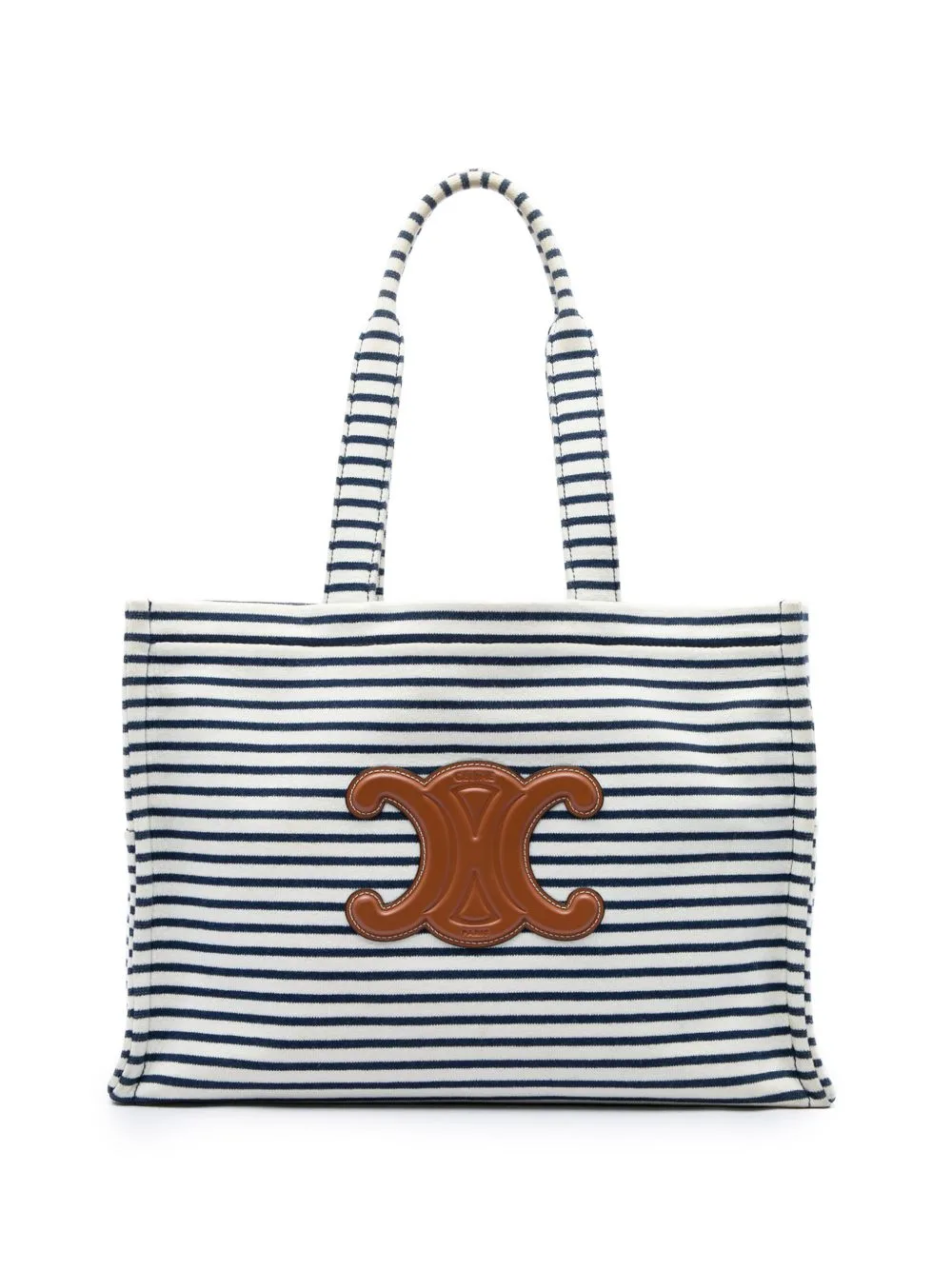2021 Large Canvas Triomphe Striped Cabas Thais Tote Bag by Celine Pre-Owned