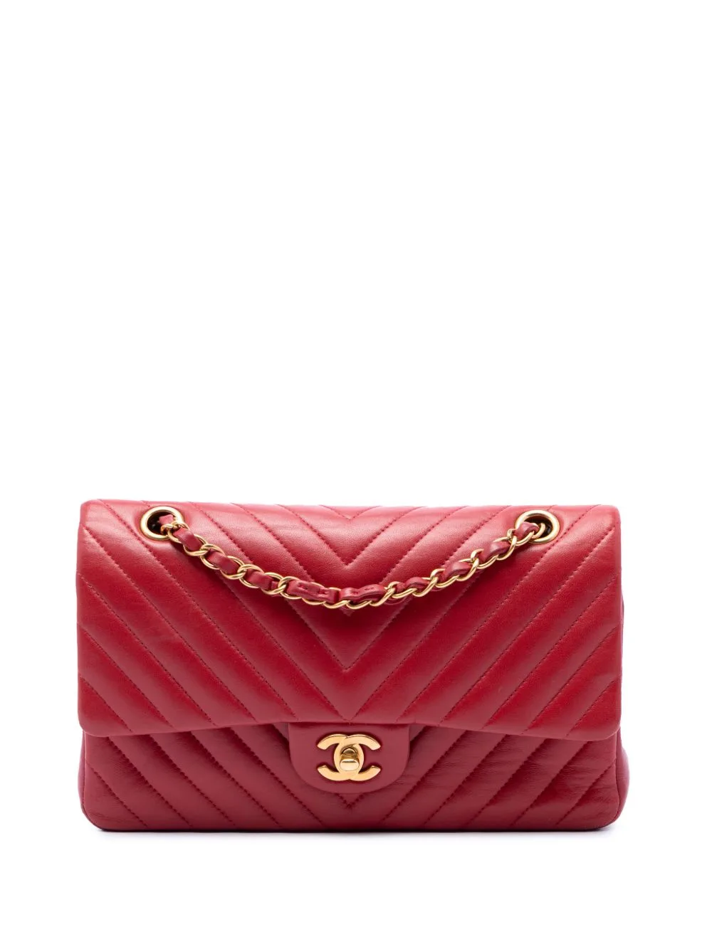 2015-2016 Medium Classic Chevron Lambskin Double Flap Shoulder Bag by CHANEL Pre-Owned