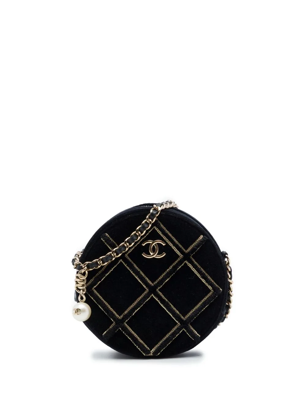 2019 Velvet Pearl Sequin Round Crossbody Bag by CHANEL Pre-Owned