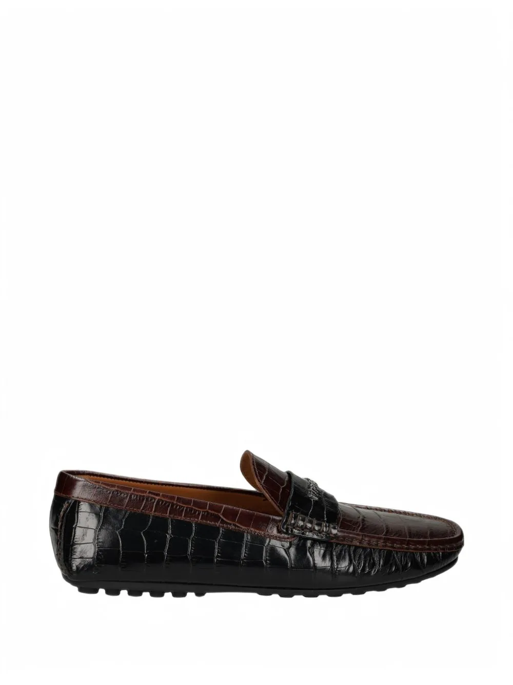 Crocodile-Effect Leather Loafers by Roberto Cavalli