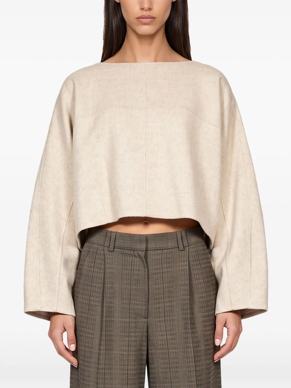 Hora Cropped Wide-Sleeve Sweater by Soeur