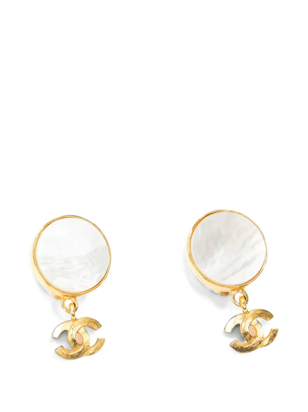 Logo-Plaque Clip-On Earrings by CHANEL Pre-Owned