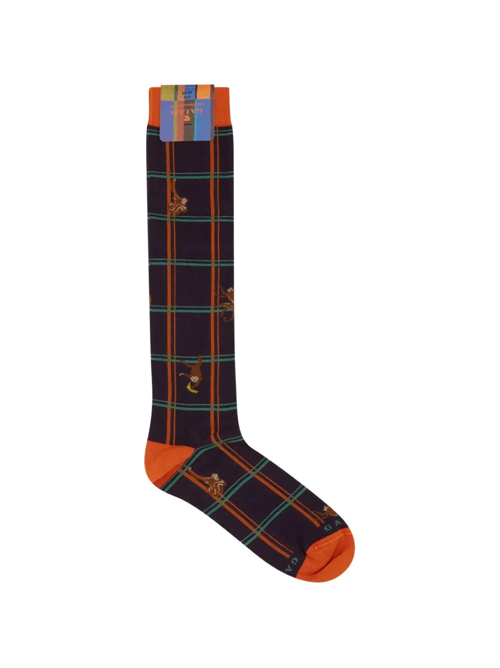 Check Monkey-Motif Socks by Gallo