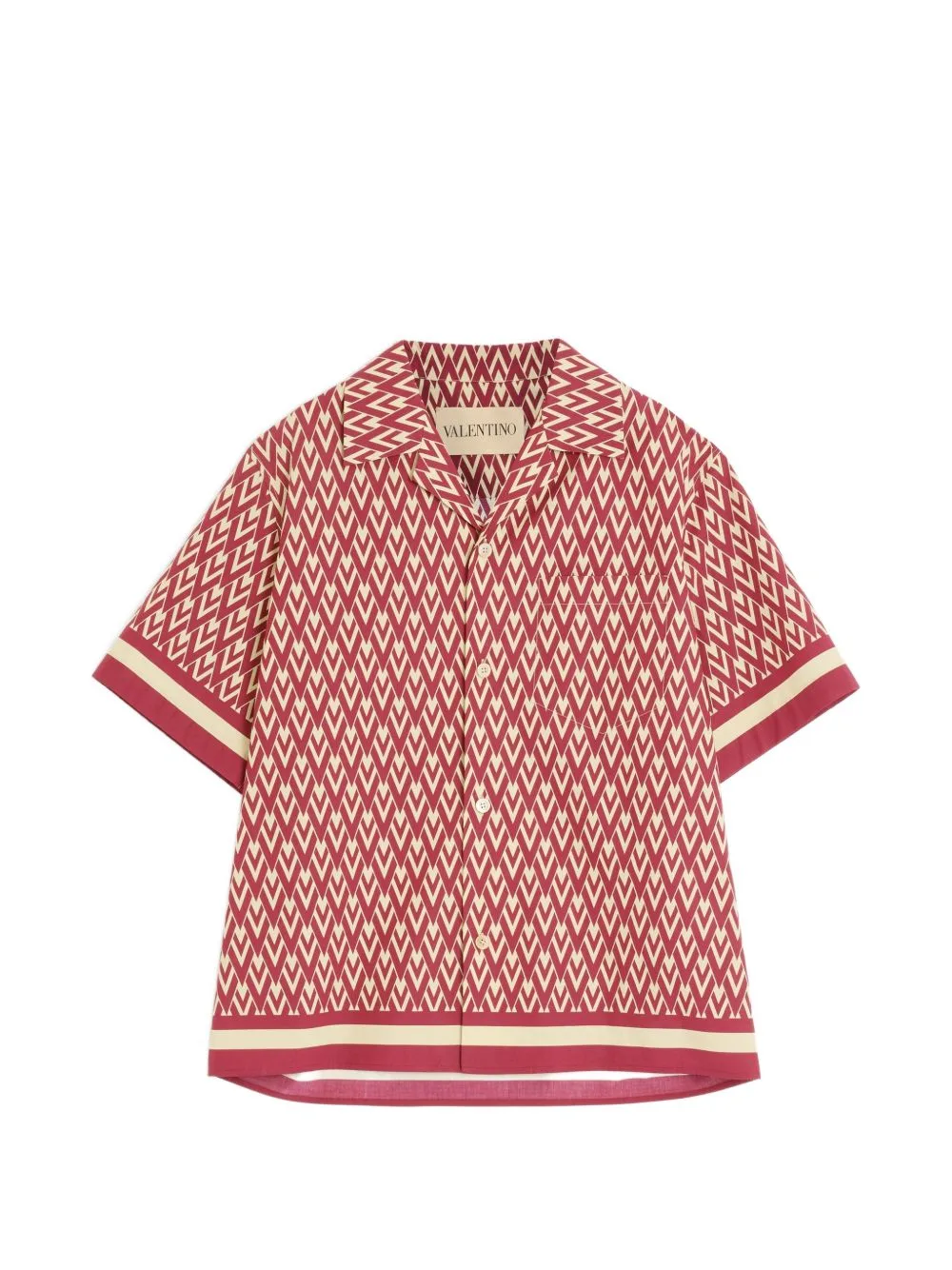 Cotton Popeline Bowling Shirt with TOUTE LA V Print by Valentino Garavani