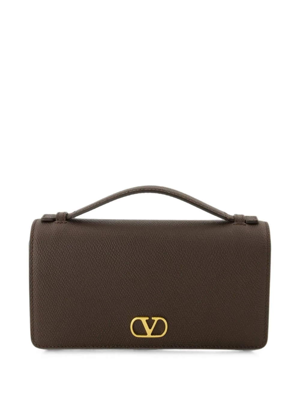 VLogo Signature Grainy Calfskin Wallet with Chain