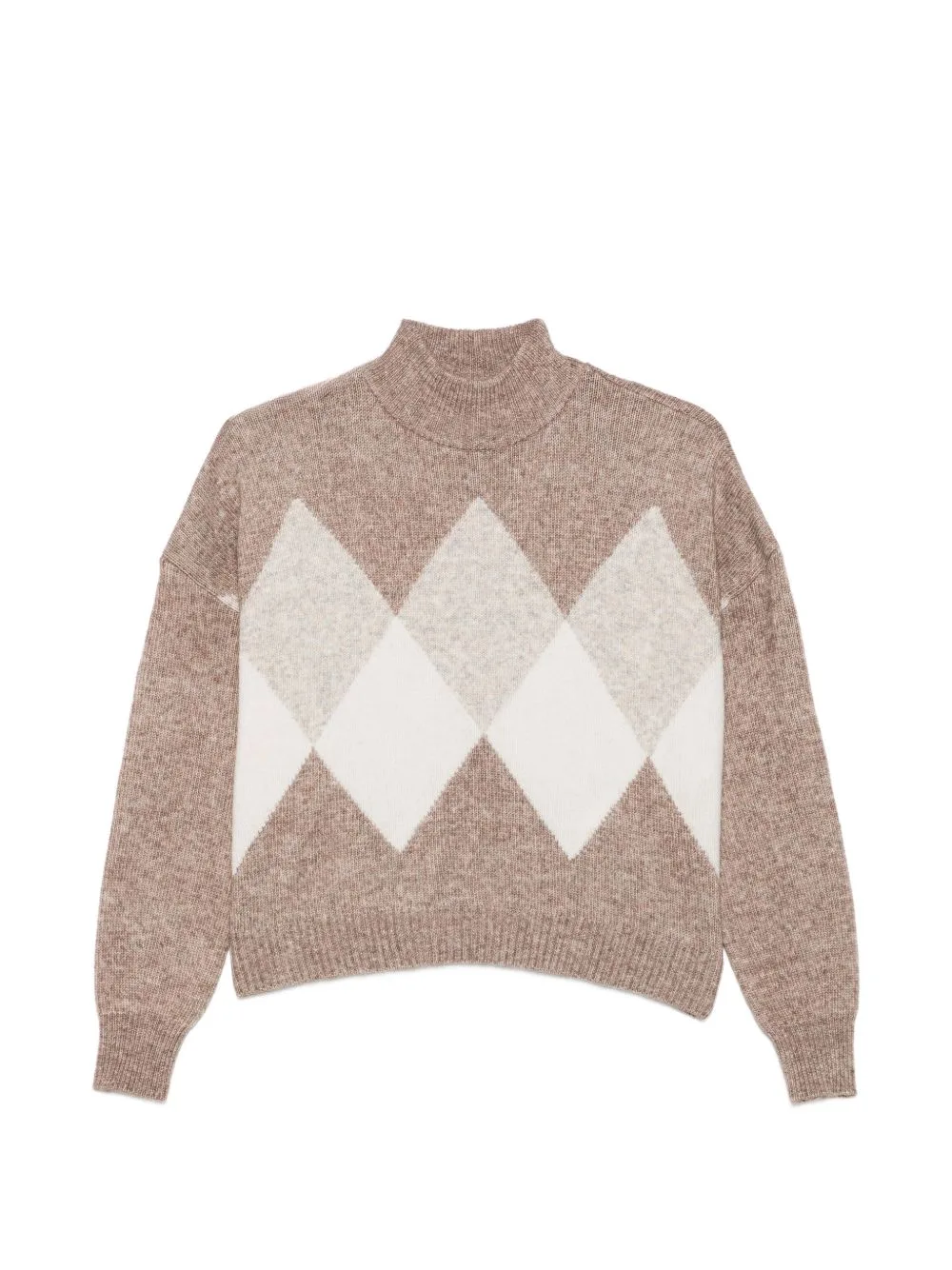 Argyle-Intarsia High-Neck Sweater by Pennyblack