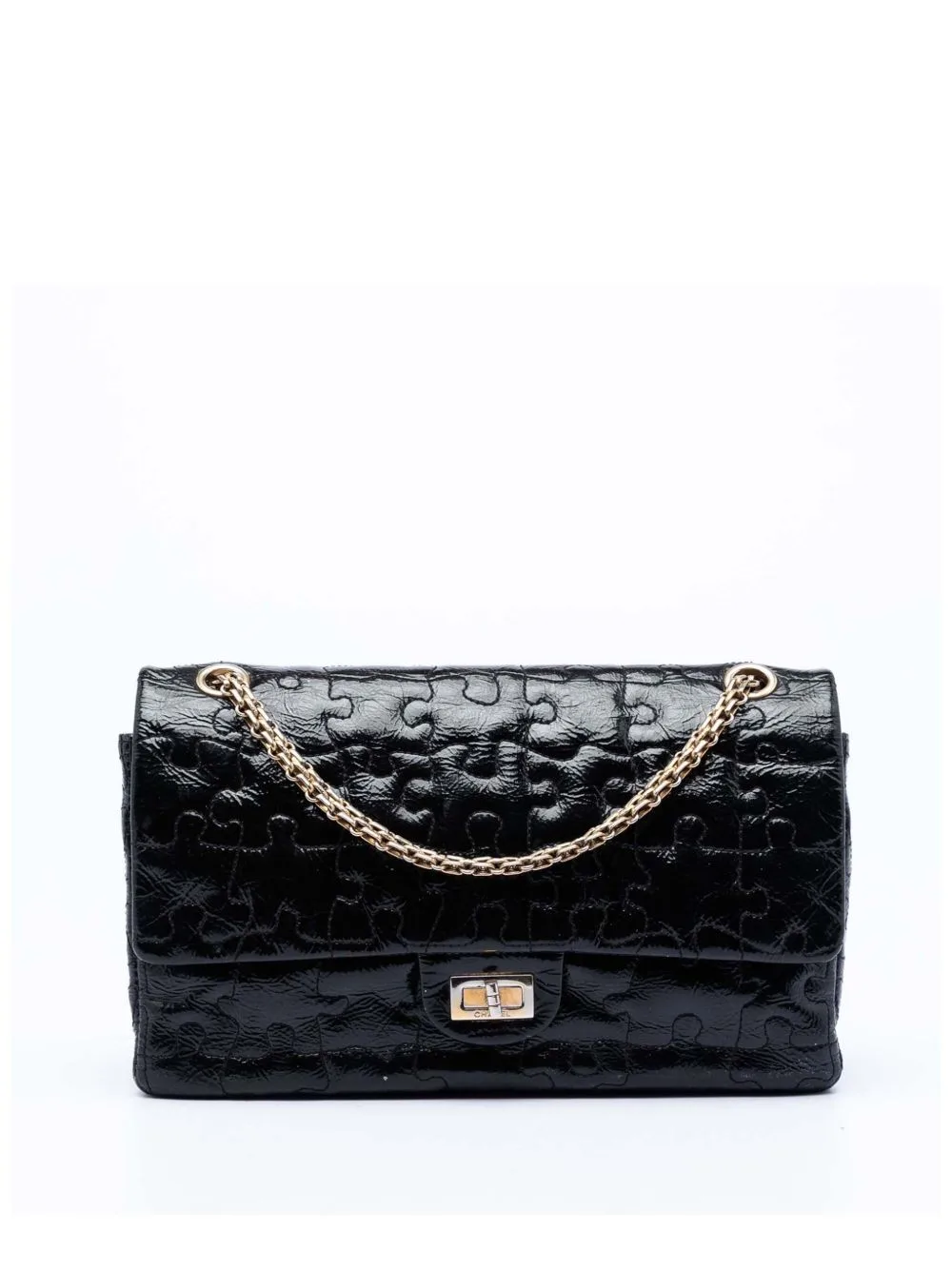 2008-2009 Crackled Patent Puzzle Reissue 2.55 Double Flap 226 Shoulder Bag by CHANEL Pre-Owned